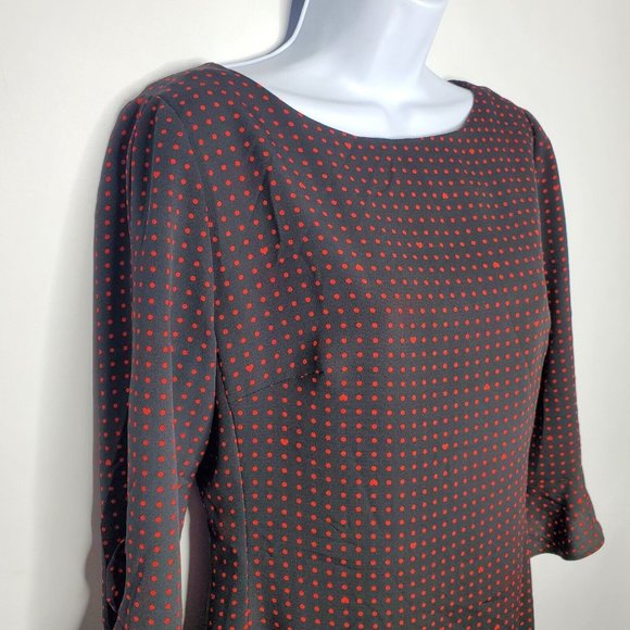 Karl Lagerfeld Womens Black Red Polka Dot Heart Print Dress Size 4 3/4 Sleeve - Picture 3 of 12